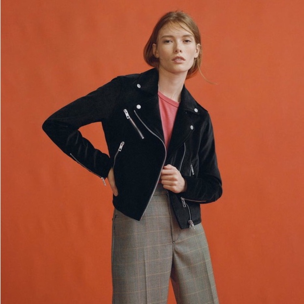 Rag & Bone Black Velvet Mercer Velvet Moto Jacket